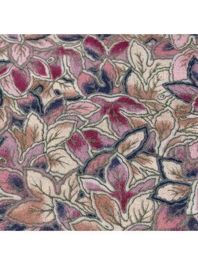 Pink Beige Floral Cotton Fabric 1/2 yard x 31" Leaves Quilting Sewing